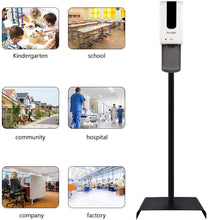 Load image into Gallery viewer, Touchless Hand Sanitizer Dispenser Automatic Portable Hand sanitizing Station with Steel Floor Stand, ZenLyfe, Drip Catcher Infrared Sensor Refillable 1200ml Bottle - White