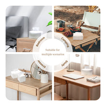 Load image into Gallery viewer, Tissue Box Cover Holder, Modern Square Decorative PU Leather Organizer with Bottom Belt for Bathroom Countertop, Nightstand, Office Desk, The Hillary Style(5.1''*5.1''*5.1'', White)